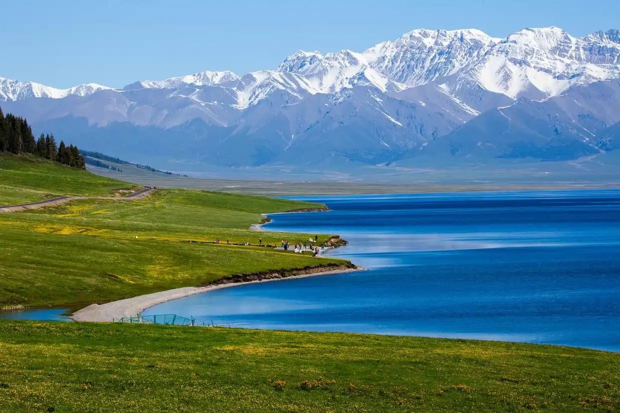 Sayram Lake grassland at dusk